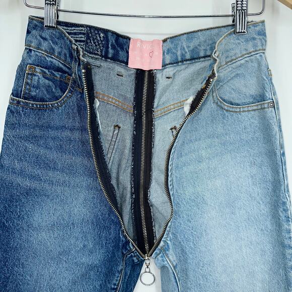 Revice Yin Yang Crop Two Tone High Rise Denim Jeans in Tokyo Wash - Picture 9 of 16